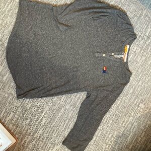 Men’s aviator nation gray raglan Henley tee shirt, size L